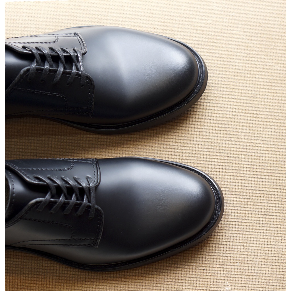 Giày da nam công sở màu đen đế cao su đúc da bò thật bảo hành 12 tháng