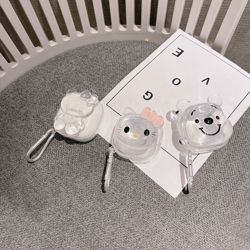 Vỏ Bảo Vệ Hộp Sạc Tai Nghe Samsung Galaxy Buds 2 / Buds Live / Buds Pro / Buds 2 Pro 3D Trong Suốt In Hình Gấu Hello Kitty 3D Cho Buds2 Pro