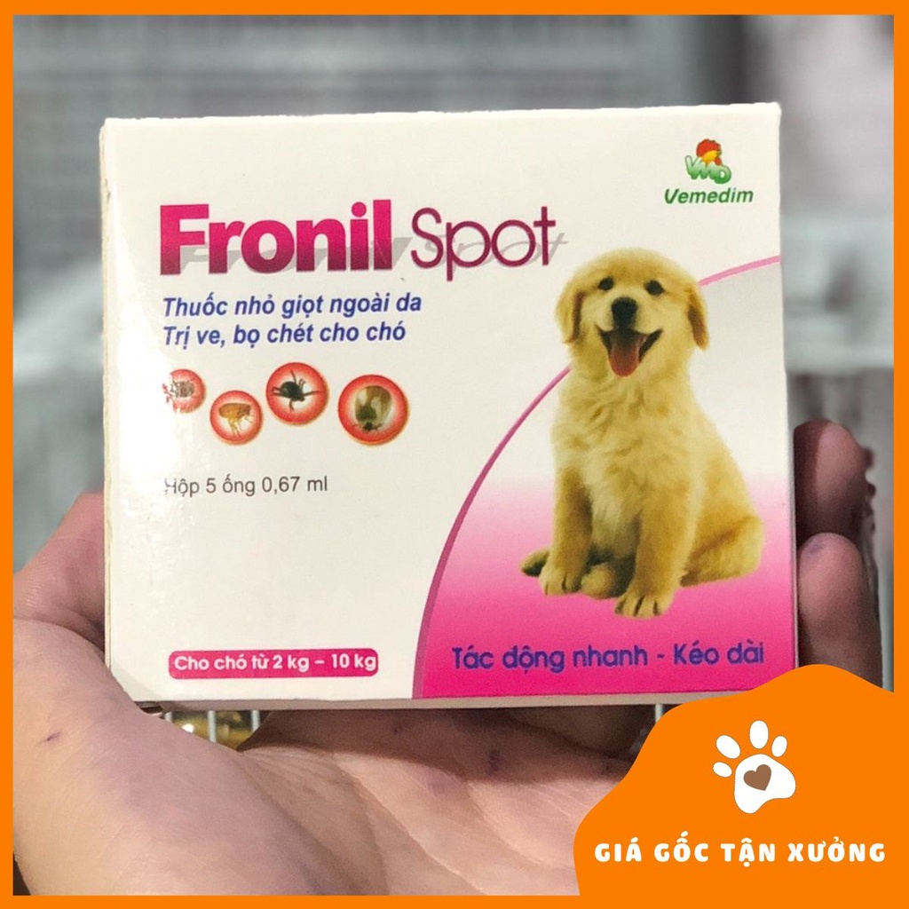 [ Hộp 5 Ống ] Nhỏ gáy Fronil Spot diệt ve rận trên chó mèo