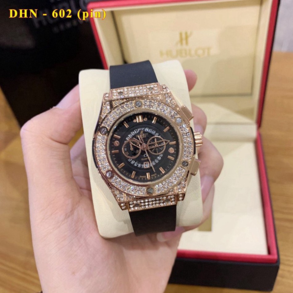 (Hublot hương vani) Đồng hồ nam Hublot đính đá dây cao su thơm cao cấp - Bảo hành 12 thán