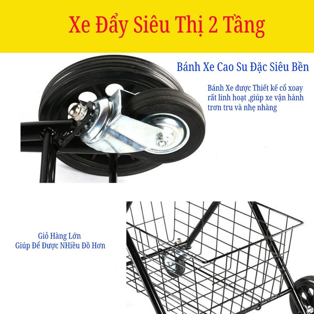 Xe Đề Đồ Đi Chợ, Đi Siêu Thị 2 Tầng Mẫu Mới Hot Hot Hot !!!