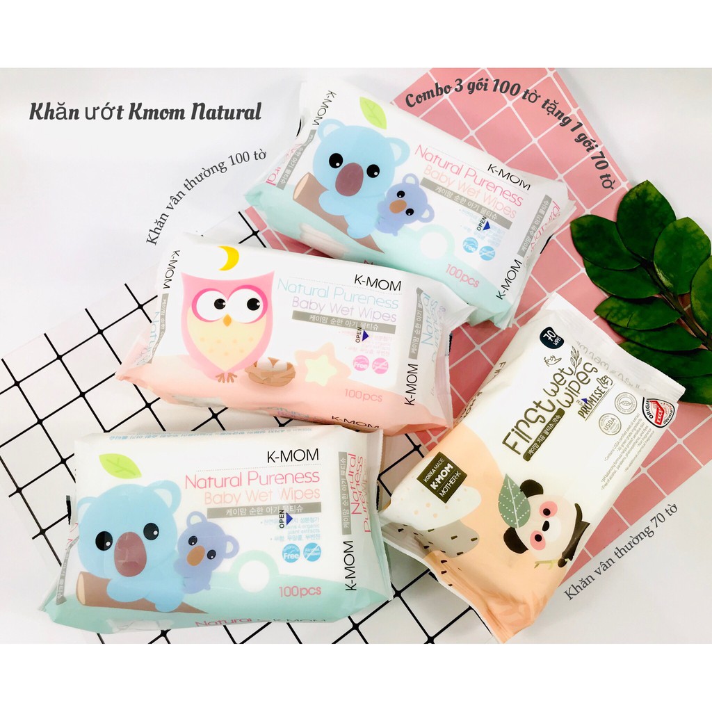 [Sale Giá Sốc] 4 gói Khăn ướt cao cấp 100 tờ K-Mom Hàn Quốc