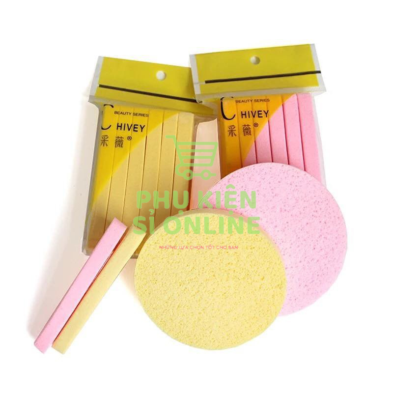 Bọt biển nén /Bông mút rửa mặt Chivey ngâm nước nở dai ,mềm, mịn