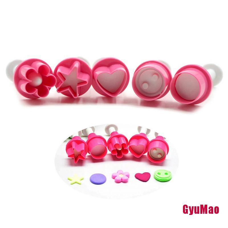 Bộ 5 Khuôn Cắt Bánh Quy Hình Nút Ngôi Sao/Trái Tim/Hoa Mận HDY