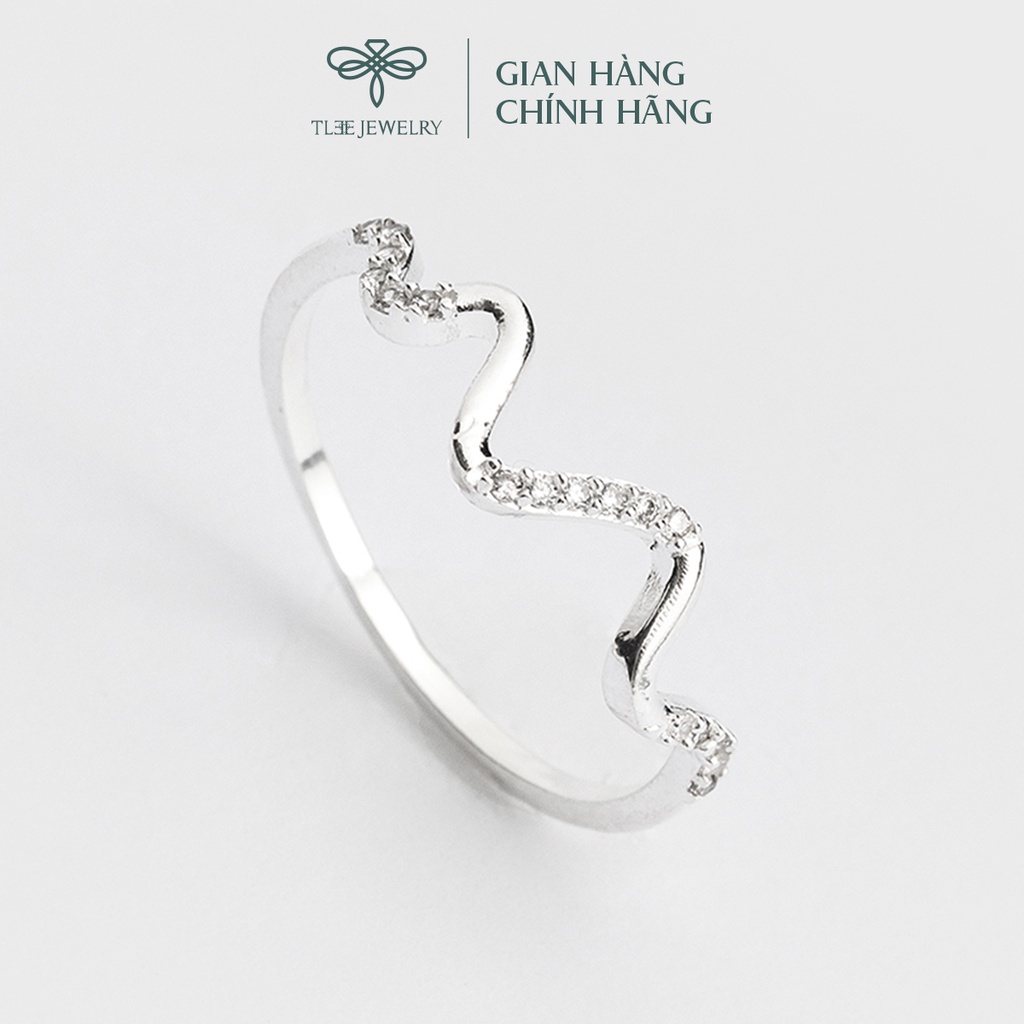 Nhẫn bạc nữ TLEE gắn đá nhỏ kiểu dáng lượn sóng cách điệu NCJ A0189