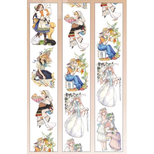 WS027 Washi tape trang trí tập vở, sổ tay nhân vật cô gái nông thôn