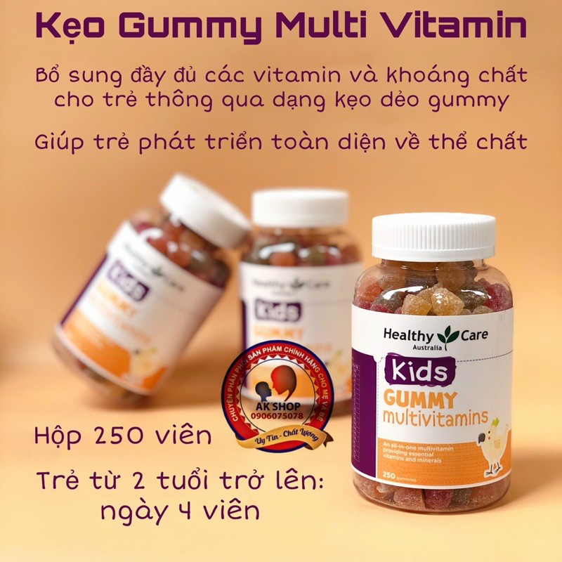 Kẹo Gummy multi vitamin Healthy care 250v
