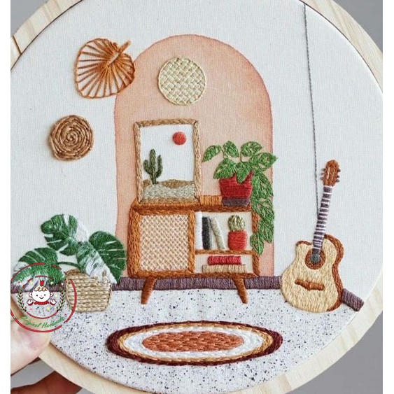 Gói dụng cụ Tự Thêu Tranh Trang trí Kỷ Niệm Decor Kit Nguyên Liệu Tập Thêu Tay - DIY Handmade Embroidery