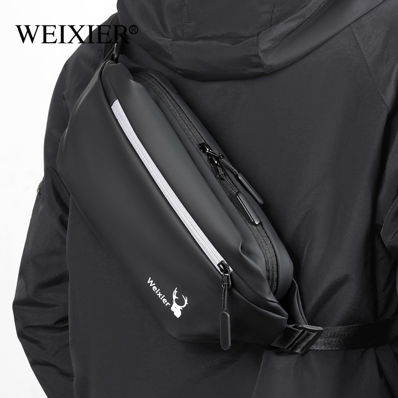 Waist bag men outdoor multifunctional PU chest bag shoulder bags Personality shows temperament