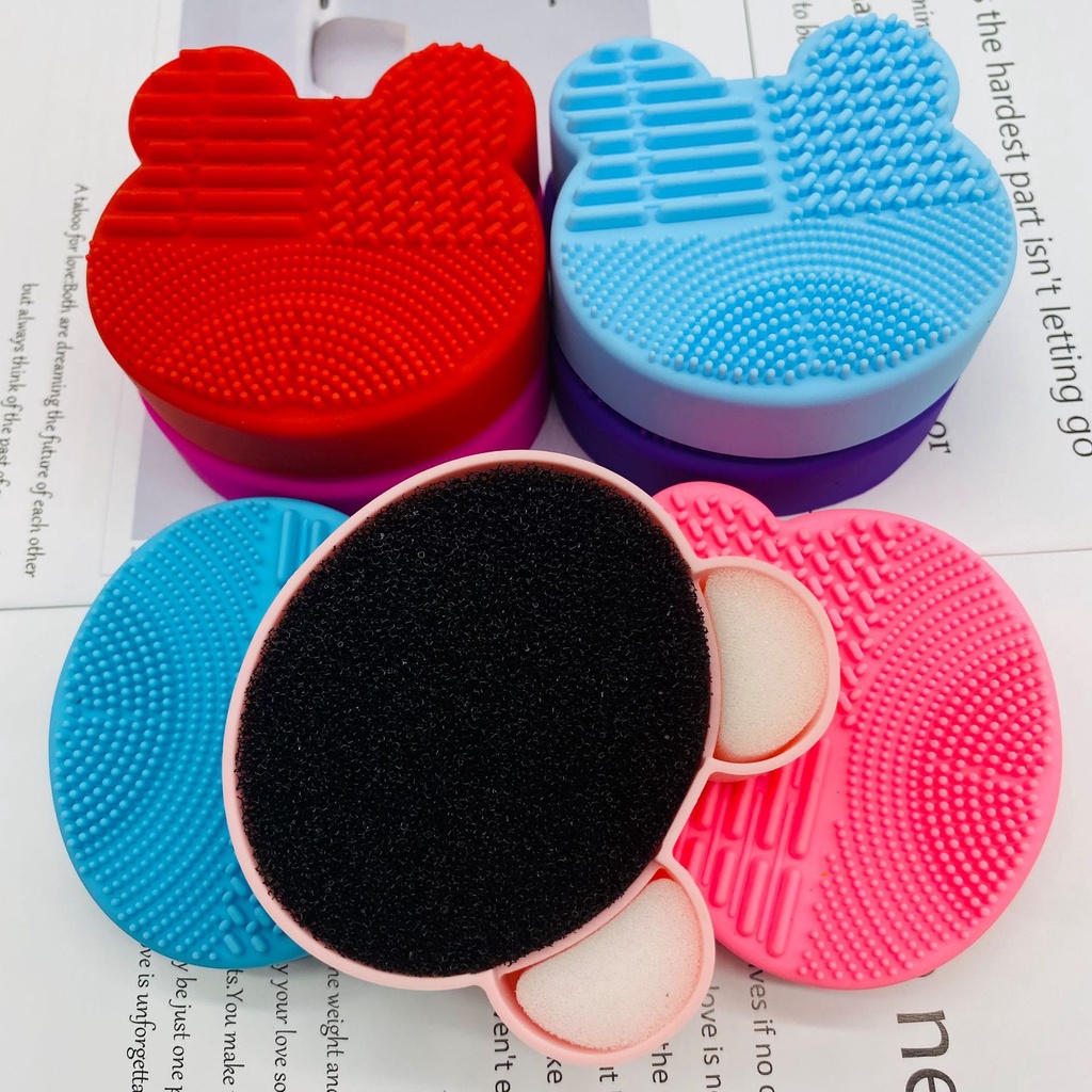 Hộp Vệ Sinh Cọ Trang Điểm Hình Gấu Tiện Lợi Cho Nữ chất liệu silicon