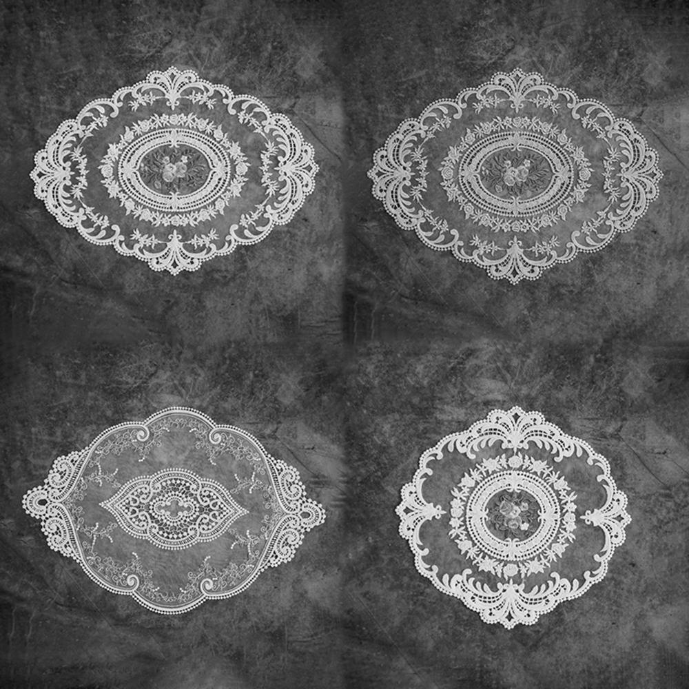 IVORY 1 Tấm Lót Bàn Ăn Cách Nhiệt Chống Bỏng Với Họa Tiết Thêu Thủ Công