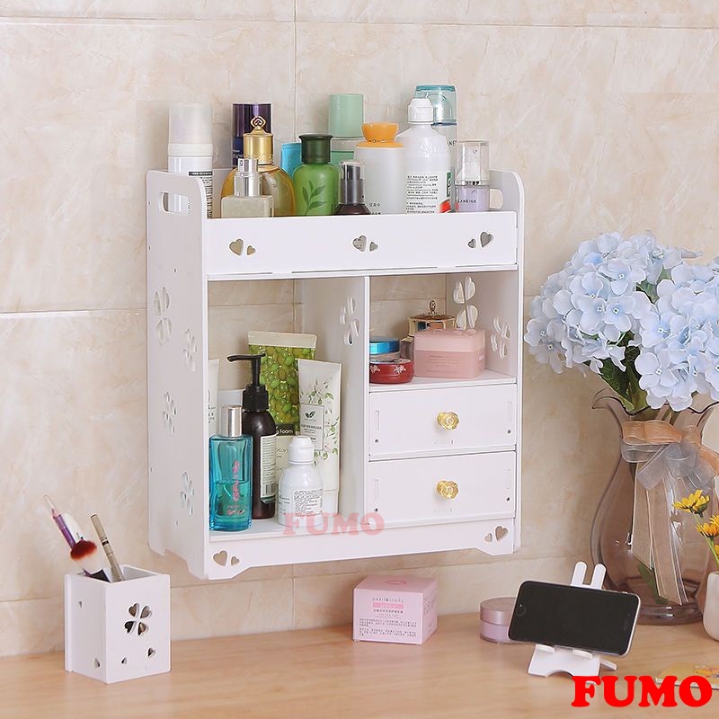 Kệ đựng mỹ phẩm chân chó FUMO tủ đựng đồ trang điểm 2 ngăn kéo SP009