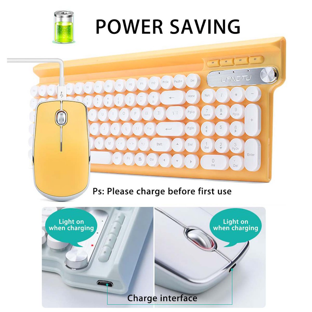 Combo Bộ Bàn Phím Và Chuột Không Dây LANGTU LT500 2.4G Ergonomic Chơi Game Tắt Tiếng Chuột Bàn Phím Đa Phương Tiện | BigBuy360 - bigbuy360.vn