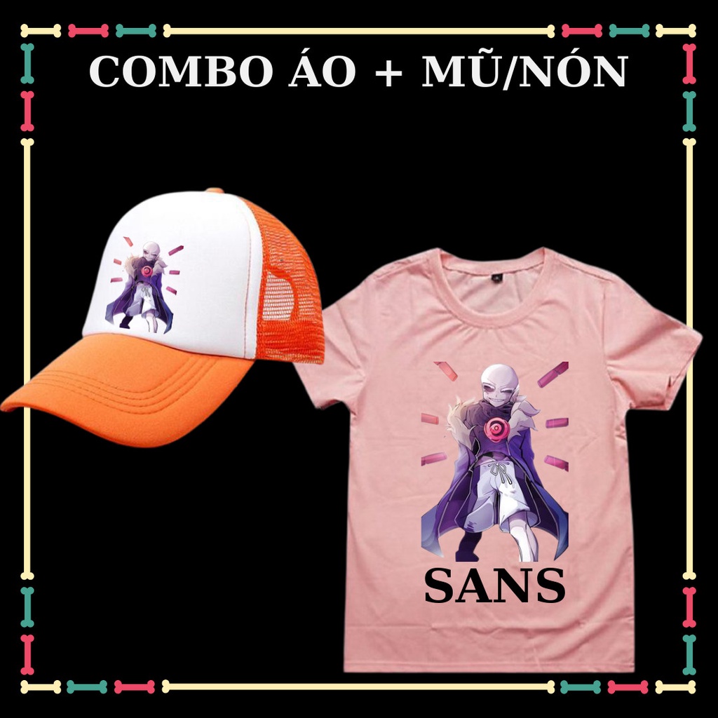 Set Áo thun cộc tay bé trai bé gái Undertale Sans, đủ màu sắc, đủ size áo, kèm Huy hiệu Sans