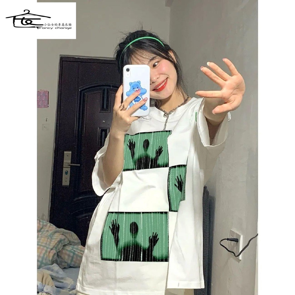 Áo Thun Tay Ngắn Dáng Rộng Chất Liệu Cotton 100% Thiết Kế Mới Thời Trang Mùa Hè Theo Phong Cách Hàn Quốc Cho Nữ