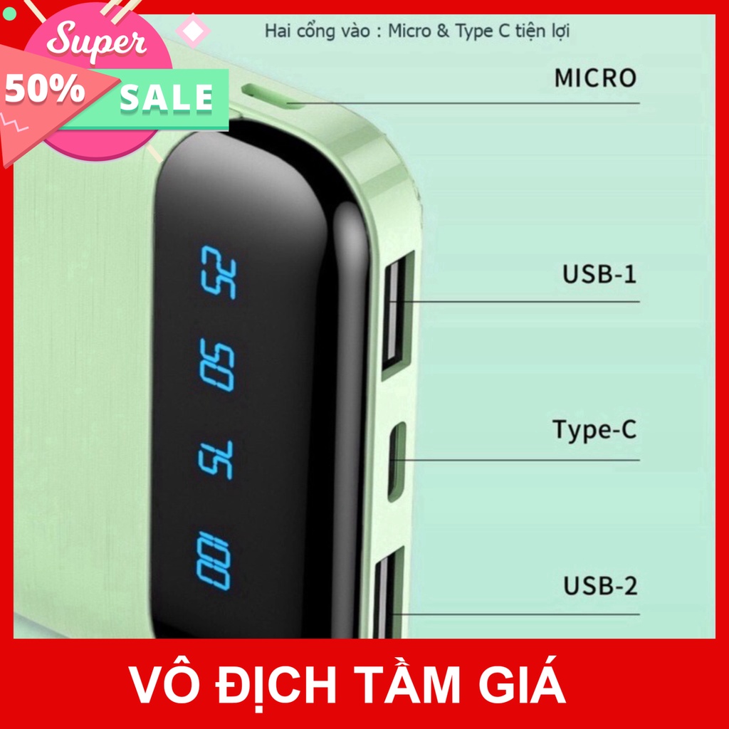 (Sale) Sạc Dự Phòng Chính Hãng WK 161/163,10000mAh-20000mAh, Màn Hình LED Hiển Thị % Pin (Bảo Hành 12 Tháng) TGPK8999