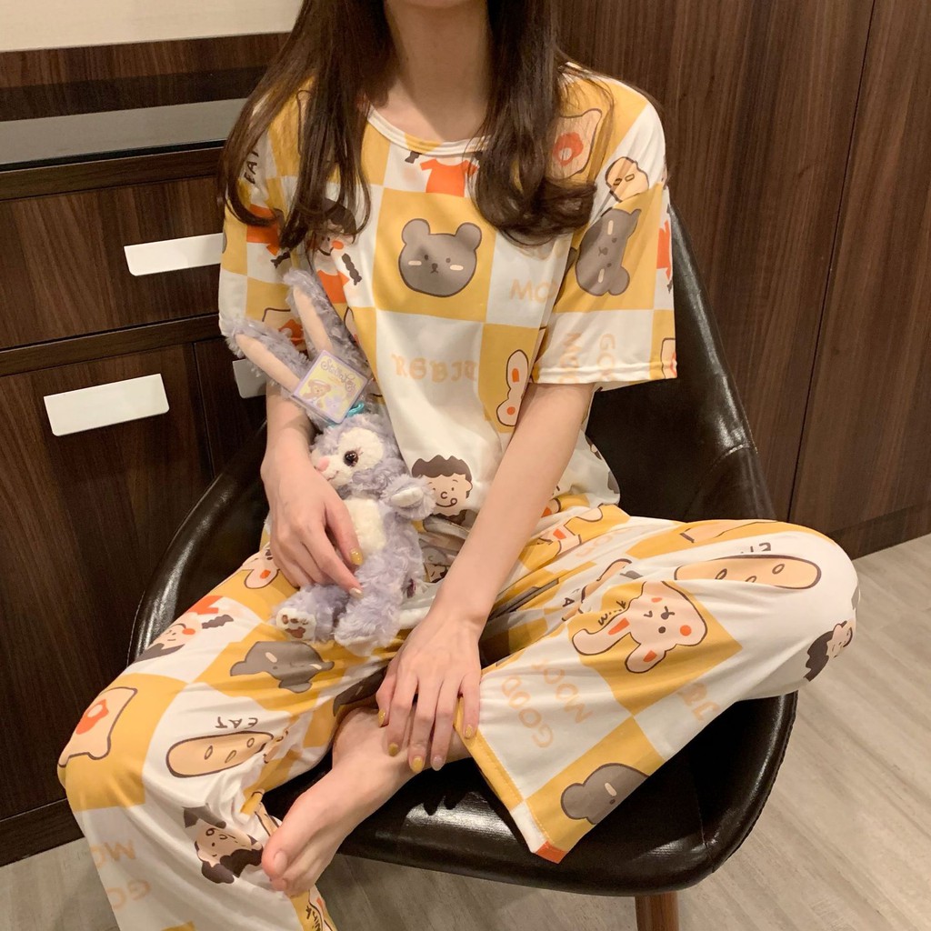 Bộ ngủ pijama tay ngắn quần dài chất thun cotton hoạt hình đáng yêu TN77 | WebRaoVat - webraovat.net.vn