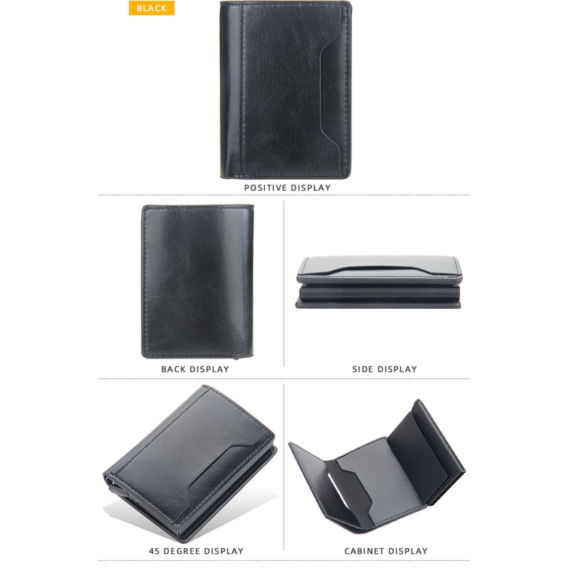 Youyo Ví Da PU RFID Đựng Thẻ Tín Dụng Tự Động Bật Lên Phong Cách Vintage Cho Doanh Nhân