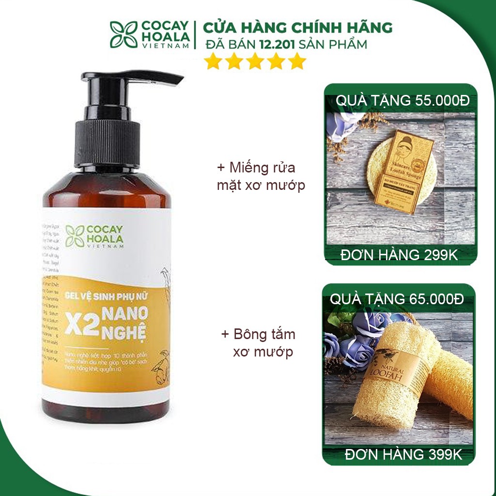 Dung dịch vệ sinh phụ nữ FREESHIP gel vệ sinh Se Khít Gel X2 Nano Nghệ Cocayhoala 150ml [ve sinh phu nu]