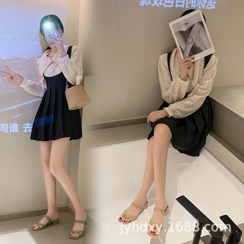 Giày Cao Gót Nữ Phối Dây Kiểu Dáng Xinh Xắn, Phong Cách Trẻ Trung Chất Nhựa Mềm Êm Chân