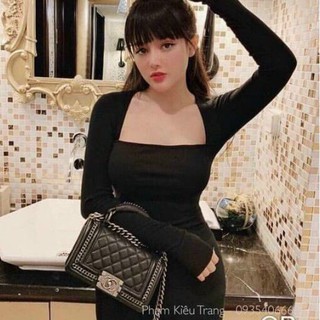 Áo Thun Thu Đông Cổ Vuông Chất Bozip