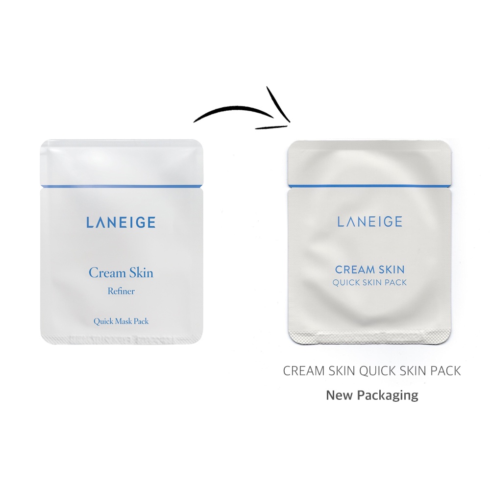 LANEIGE Cream Skin Quick Skin Pack 1 Tờ Kem Dưỡng Da Nhanh Chóng 5ml / 50 Tờ + Bộ Kem 50ml  - Da Nhạy Cảm