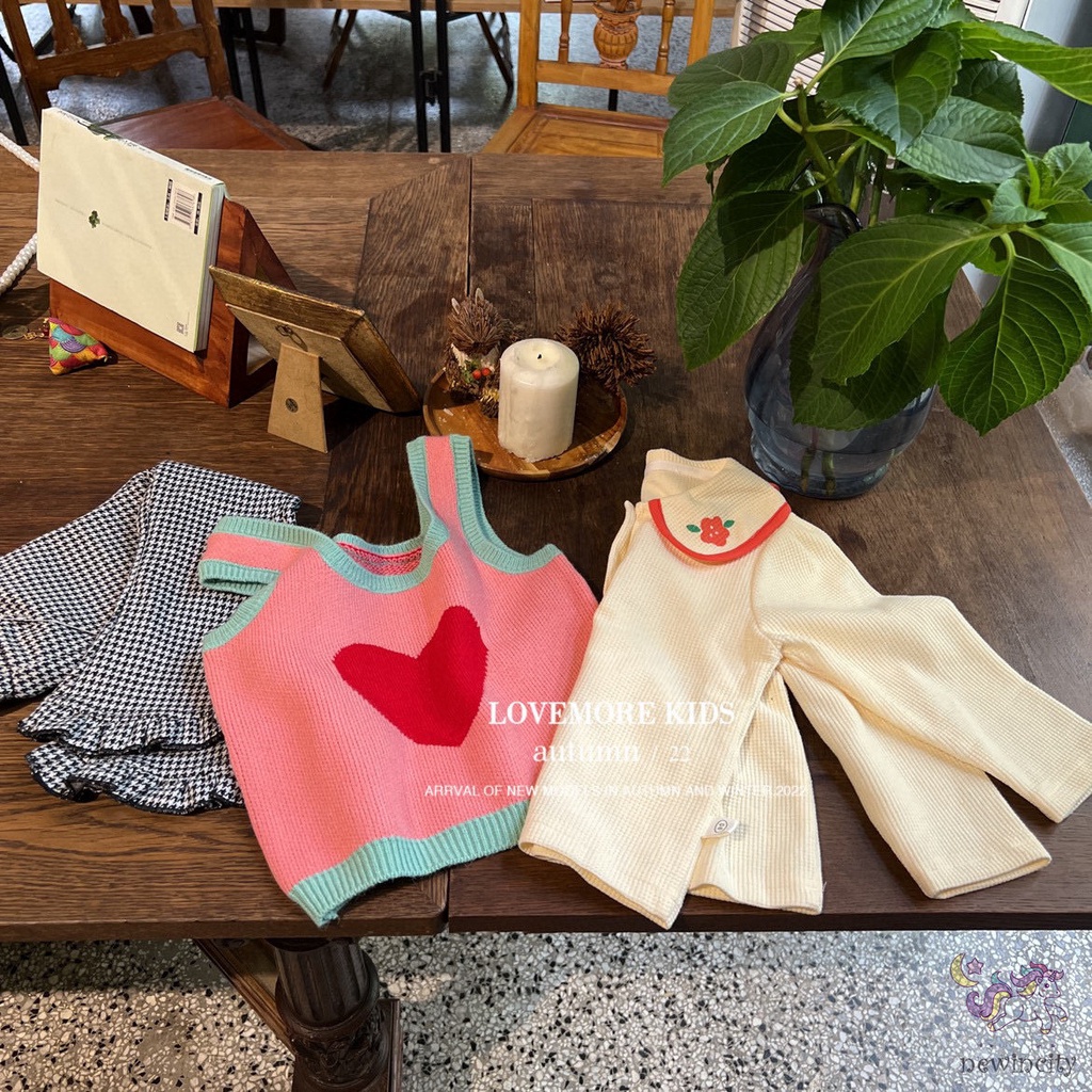 Áo Sơ Mi Không Tay Dệt Kim In Hình Trái Tim Dễ Thương Phong Cách Hàn Quốc Thời Trang Mùa