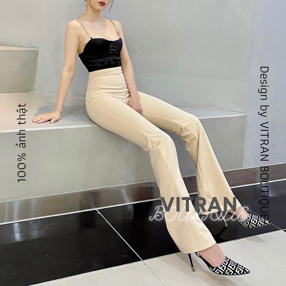 Quần ống loe lưng cao hack dáng