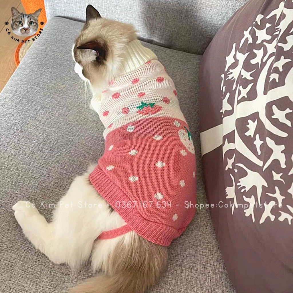 Áo len cổ lọ cho chó mèo