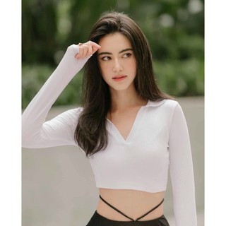 SET CROP TAY DÀI TRẮNG+ C.V MIDI ĐEN CỘT EO 🎉