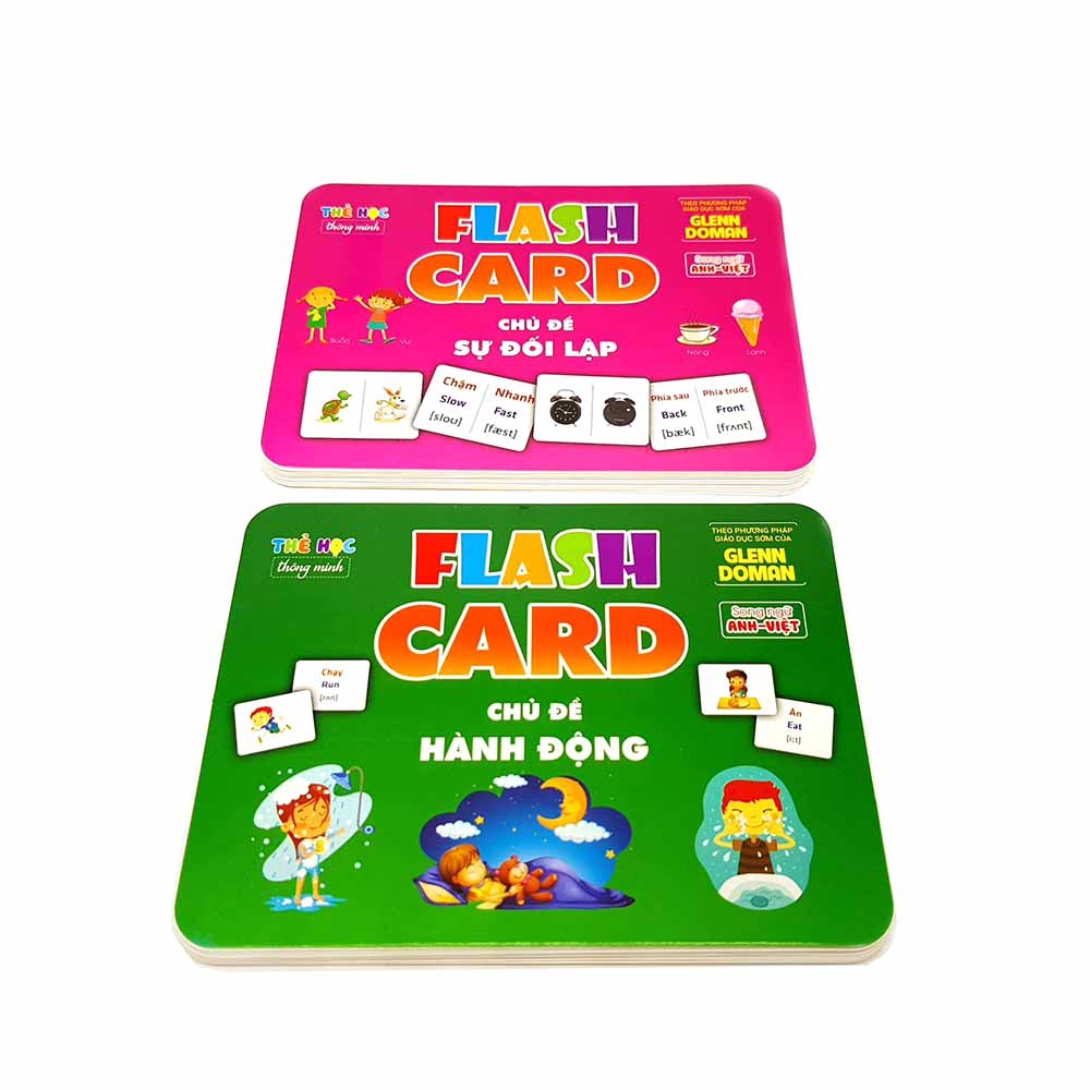 Combo Flash card Theo phương pháp giáo dục sớm của Glenn Doman (song ngữ Anh Việt) - Sự Đối Lập + Hành Động Toy's House