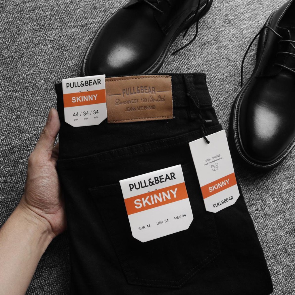 Quần jean nam đen rách pullbear skinny ôm bó co dãn tôn dáng | BigBuy360 - bigbuy360.vn