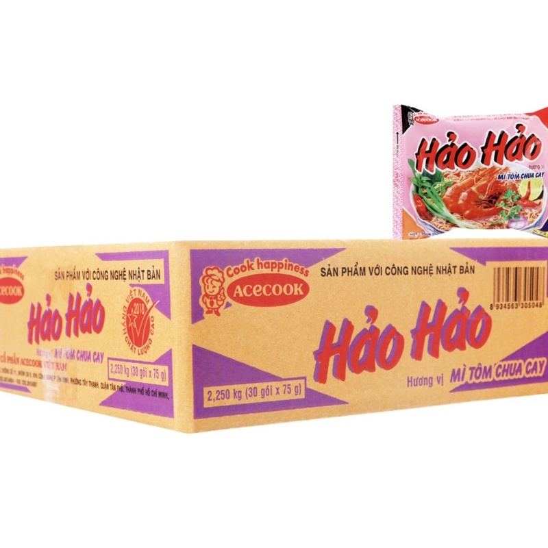 Thùng mì Hảo Hảo tôm chua cay 30 gói x 75g
