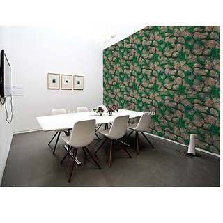 Decal dạng cuộn 3D hình tường đá rêu xanh