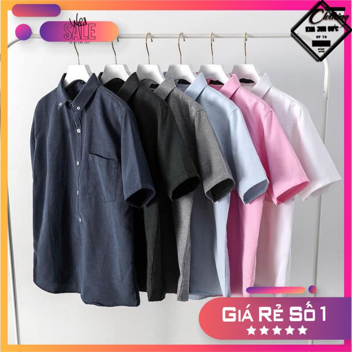 Áo sơ mi trơn unisex phong cách hàn quốc, vải kaki thoáng mát hot 2021 | BigBuy360 - bigbuy360.vn