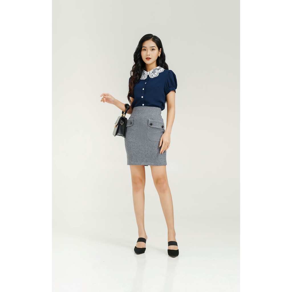 Áo sơ mi nữ, phối ren, tay bồng sang trọng, thiết kế cao cấp TK Fashion - SMK784