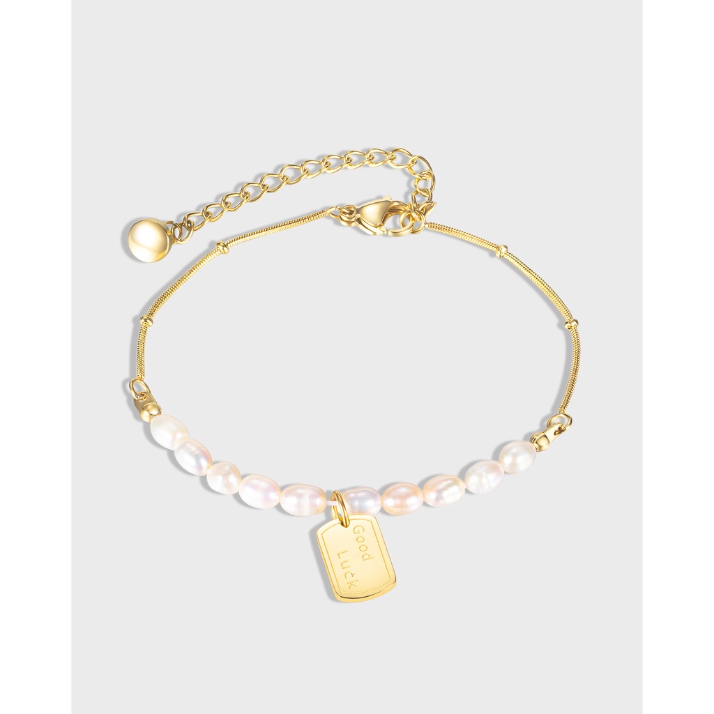 Vòng Tay Ngọc Trai Bằng Thép Không Gỉ Thời Trang Dành Cho Nữ