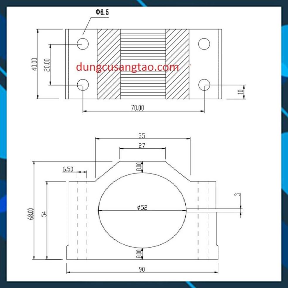 Bát giữ motor CNC 52mm / 54mm / Gá spindle 52mm / Bát cố định động cơ 54mm cao cấp