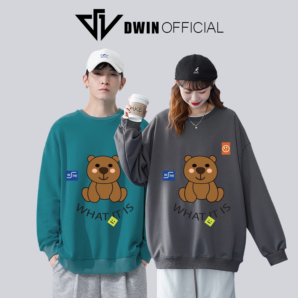 Áo sweater nỉ What is it Unisex DWIN basic nam nữ form rộng oversize local brand SP00100