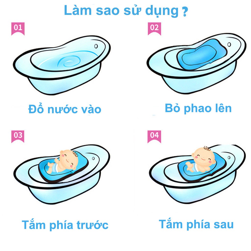 Gối Nằm Tắm, Phao Tắm An Toàn Cho Bé, Đệm Tắm Cho Bé Chất Lượng Cao Cấp, Êm Ái Mềm Mại, Phù Hợp Nhiều Loại Chậu Tắm