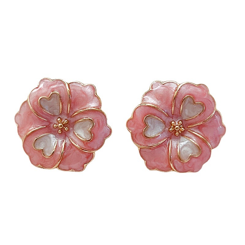 [Hàng Mới] Bông Tai Tráng Men Hình Hoa Phong Cách Retro