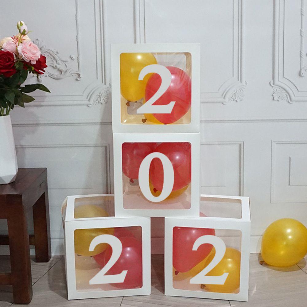 Set 4 Hộp Vuông Đựng Bong Bóng Trang Trí Tiệc GRAD 2022 Ốp