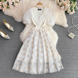 #1667 [Order] Chất lượng cao và nhẹ nhàng phong cách dệt kim cổ chữ V khâu ngắn tay eo