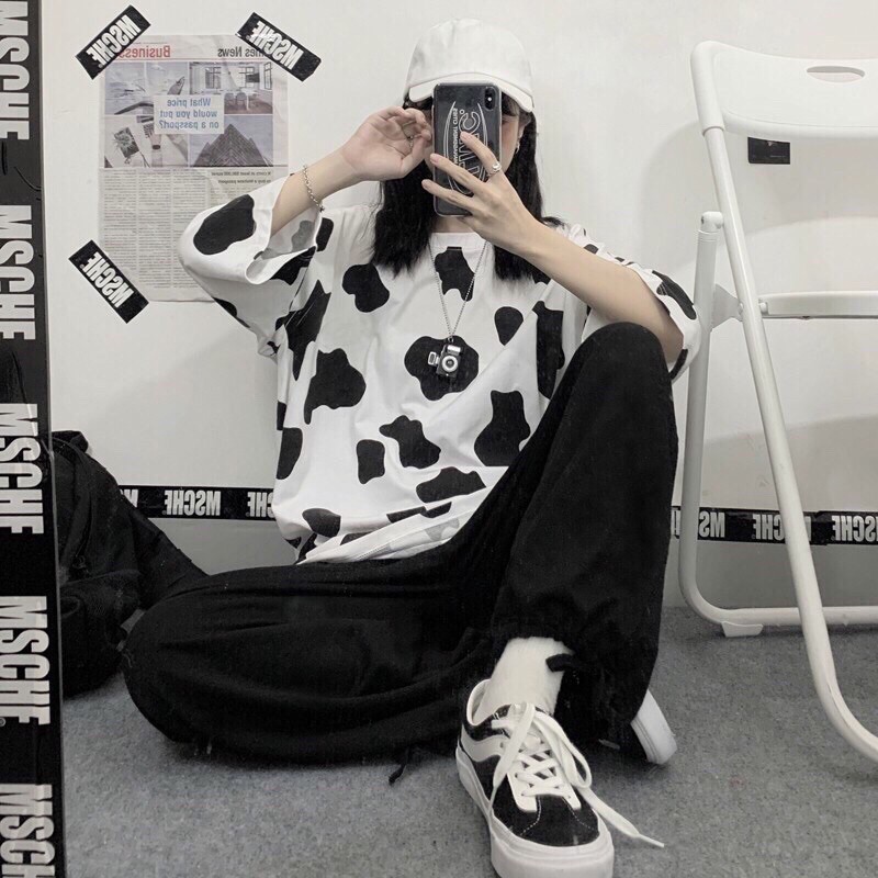 [Mã FAMAYWA giảm 10K đơn 50K] Áo thun unisex tay lỡ Bò sữa ,áo phông rông-áo Bò sữa | BigBuy360 - bigbuy360.vn