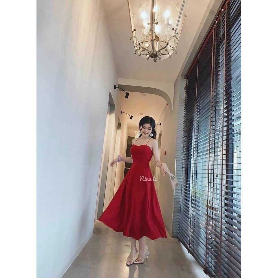 [HOT] ĐẦM MAXi ĐỎ 2 DÂY CHÉO LƯNGG - SẴN HÀNG | BigBuy360 - bigbuy360.vn