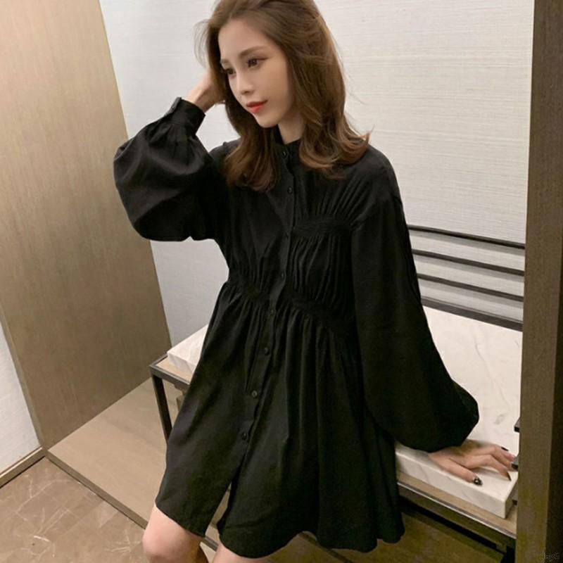 Áo Sơ Mi Nữ Dài Tay Cổ Bẻ Eo Thắt Dây Thời Trang Hàn