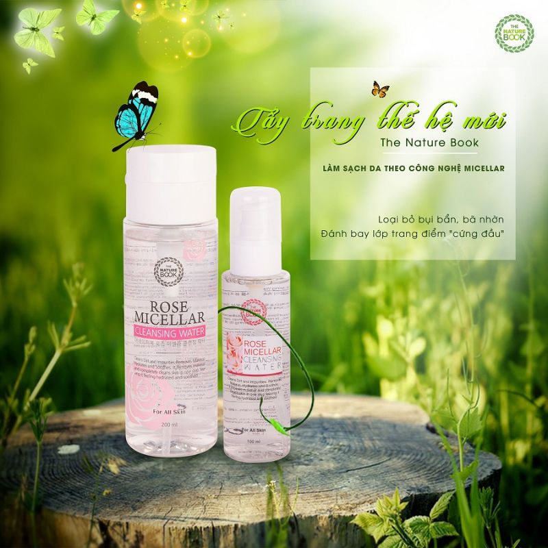 Nước tẩy trang sạch sâu thế hệ mới The Nature Book, Rose Micellar Cleansing Water, Nước tẩy trang chính hãng Hàn Quốc