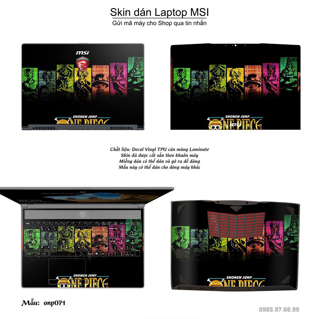 Skin dán Laptop MSI in hình One Piece _nhiều mẫu 5 (inbox mã máy cho Shop)