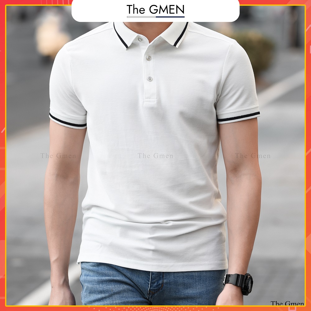 [Giảm 10% Mã SKMLTSM12]Áo Polo nam The GMEN Button Polo Shirt vải cá sấu Cotton xuất xịn,chuẩn form