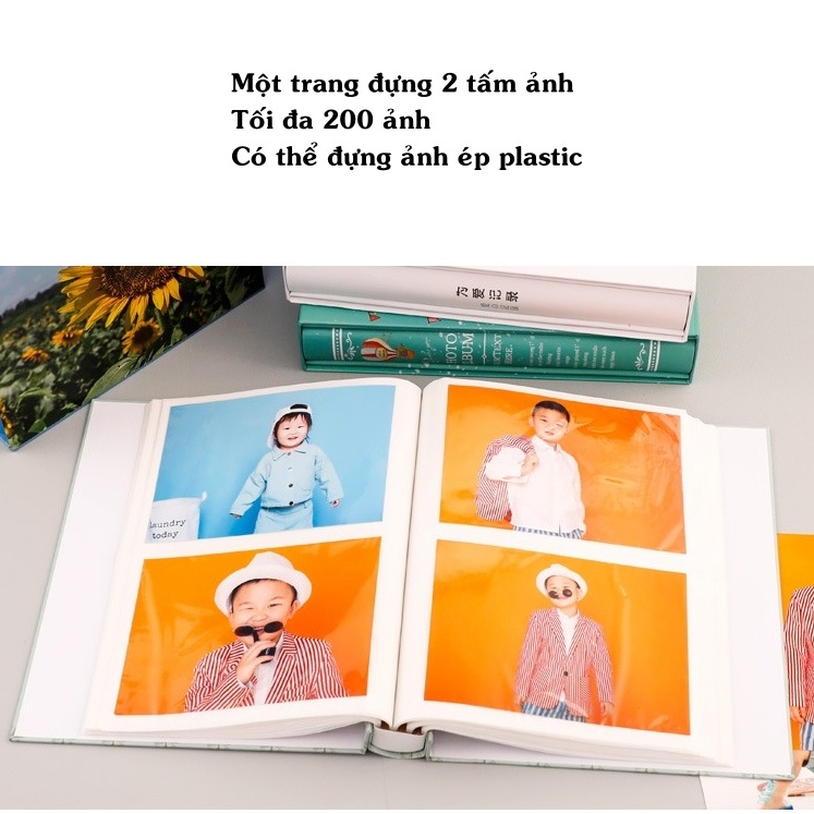 Album đựng ảnh 10x15 để 200 tấm có hộp bìa chống thấm nước giữ ảnh cho con, ảnh gia đình Kho album ảnh AnVy